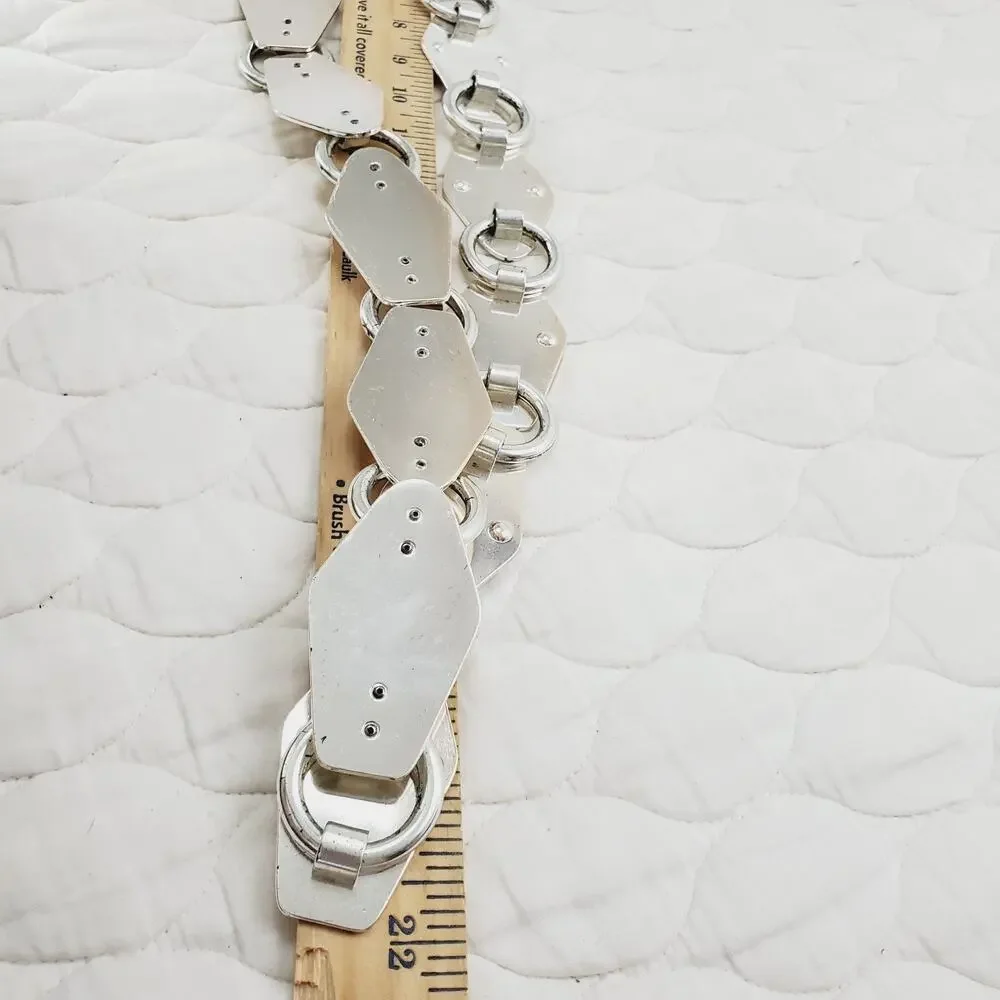 Rare Michael Kors Metal Link Belt Heavy Unisex Silver Gothic Rock Biker L/XL New
